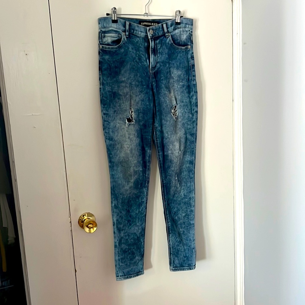 Express - High-Wasted Acid Wash Jeans